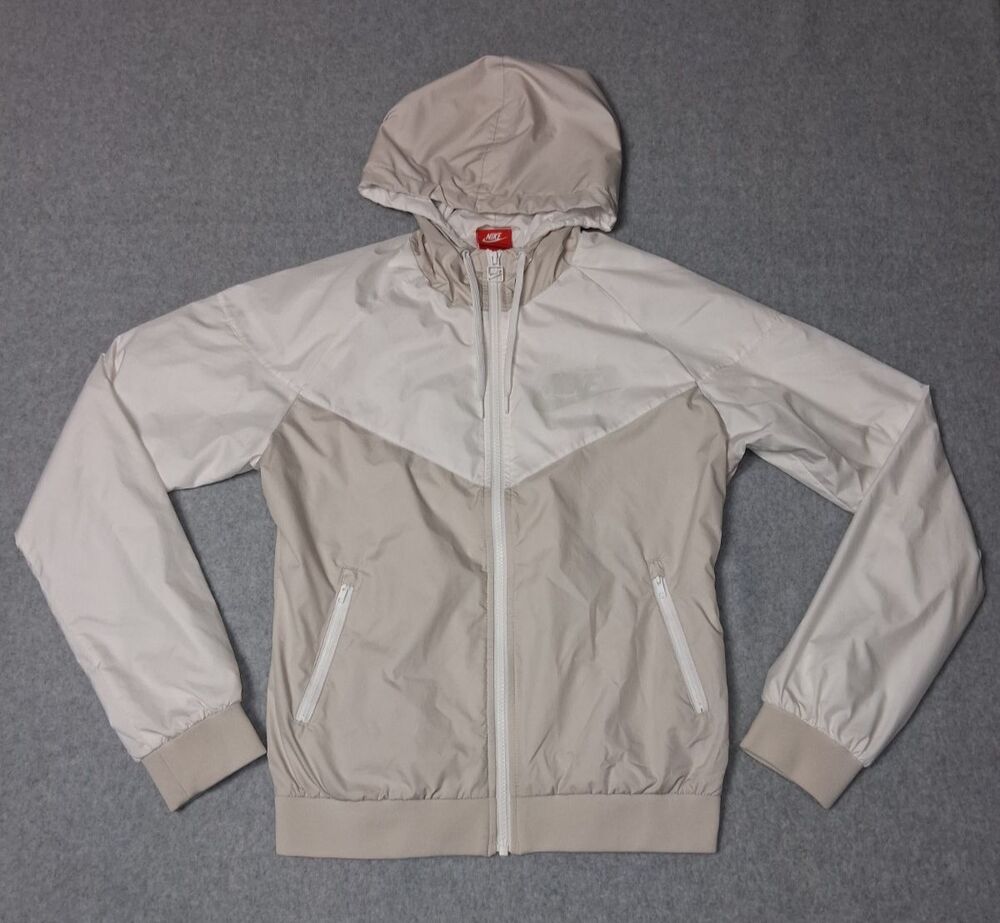 Nike Sportswear Windrunner Zip up Jacket Womens Medium White And Tan Athletic